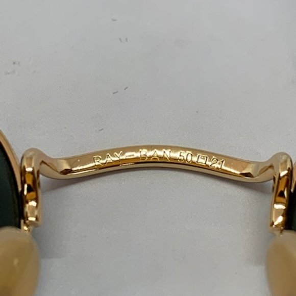 Ray-Ban Round Sunglasses RB3447 001 Gold Frame/Green Lens main image 9